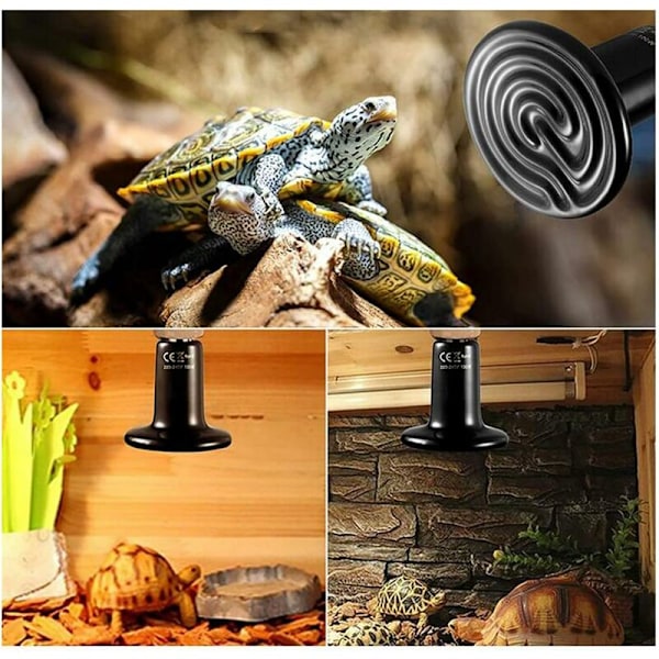 Värmelampor 2-pack Reptillampa Sköldpaddslampa Värmare E27 Djur Infraröd Glödlampa Keramisk