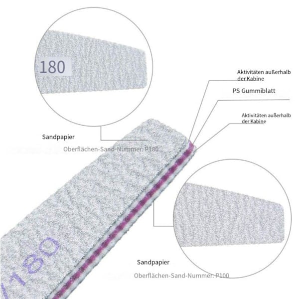 16 nagelfilar 100/180, dubbelsidiga nagelfilar (C)