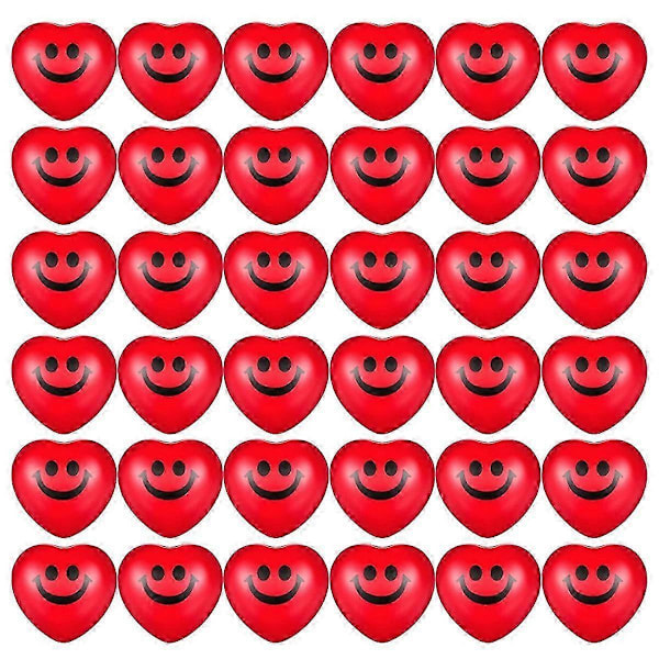 36 st Alla hjärtans dag hjärtformade stressbollar med hjärtan och smiley-ansikte för fest (C)