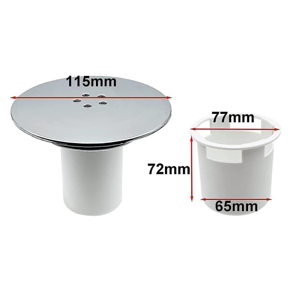 Duschbrunnstäcke, Duschbrunnstäcke 90mm/115mm Plug Drain Ersättningshål Krompläterad Yu