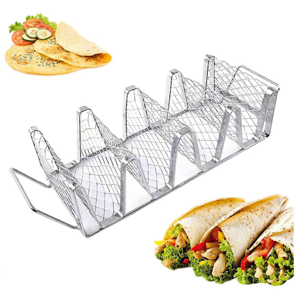 Tacoholdere i rustfritt stål Taco Shell Holder Stativ for steking i ovn Rustfritt Tacobrett Plater Holder 4 Tacos Stativ for sprø skall