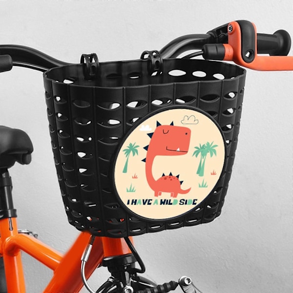 Barncykelkorg för pojke flicka främre cykelstyren vattentät korg med fästrem tonåring liten cykelkorg (C) Orange with stickers