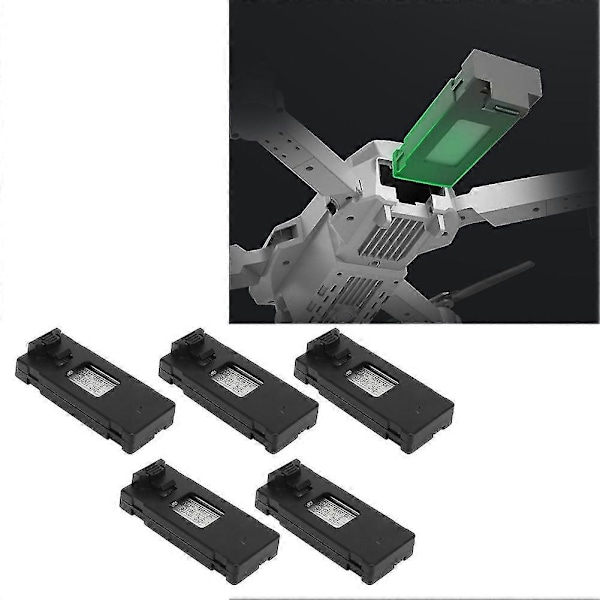 Dronetillbehör 5 st Drone Litiumbatteri 3.7V 1800mah Fjärrstyrd Flygmodell Tillbehör med Laddningskabel Black