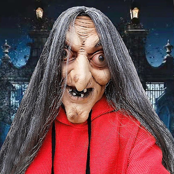 Halloween Häxmask Rummet Flykt Klä Upp Huvud Maskeradfest Karaktär Spelar Rekvisita
