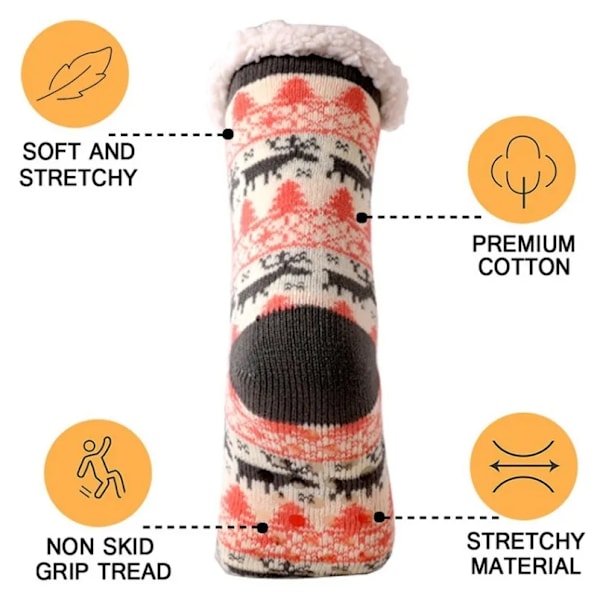 Vintervarme Sokker Damer Pingvin Plysj Myke Kvinne Ikke-Sklisikre Gulvtoffler Kort Sokk Fuzzy Fluffy Hjortedyr Elg Bjørn Julegave Hjortedyr Rosa deer pink One Size