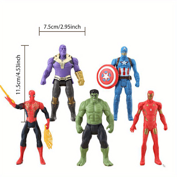 5-pack Avengers Samlarfigurer - Captain America, Thor, Hulk, Iron Man - Perfekt för badrumsinredning & presenter