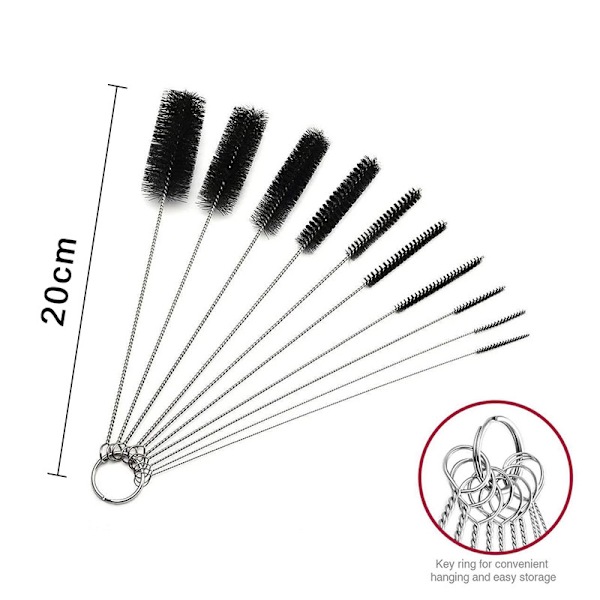 Nylon Rörborstar Set med 10 Olika Storlekar