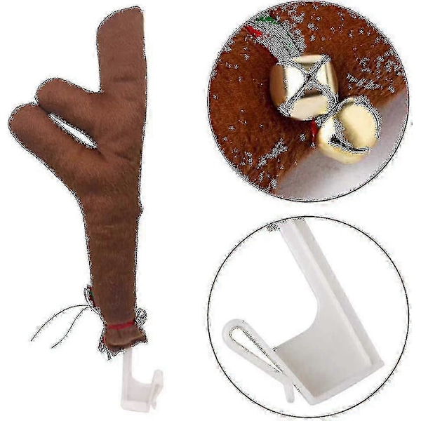 4-delt Julebil-Hjorte-Sett med Rød Nese, Gevir og Hale med Jingle Bells - Bilkostyme for Juledekorasjon, Festivalgave