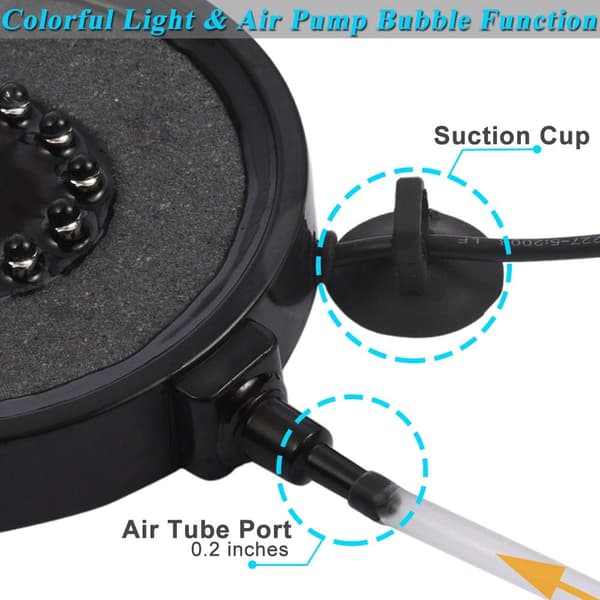 Akvarium Boble LED-lys, fjernstyret luftsten disk, med[C]