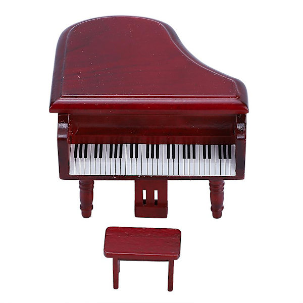 1:12 Dockhustillbehör - Miniatyrsimuleringsrosenträ Grand Piano med pall