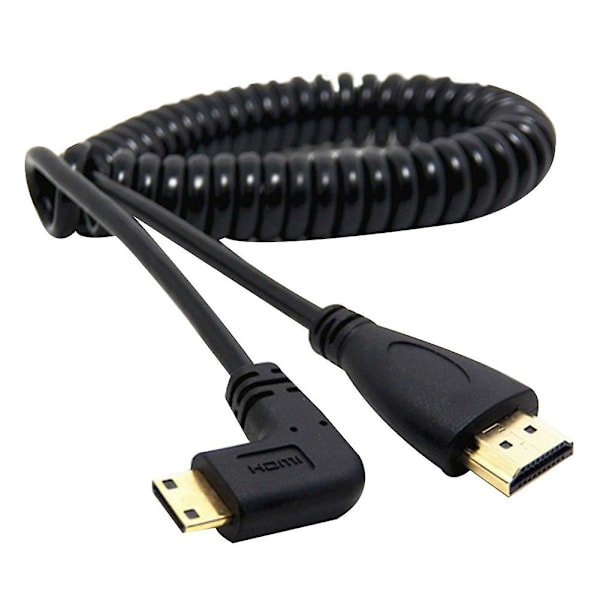 Mini HDMI-kompatibel till HDMI-kompatibel Han 90 Grader Vinkeladapter Fjäderkabel för SLR PC Black Right Elbow