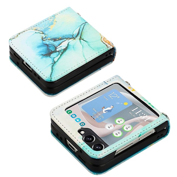 Läderfodral med marmor-mönster för Samsung Galaxy Z Flip5