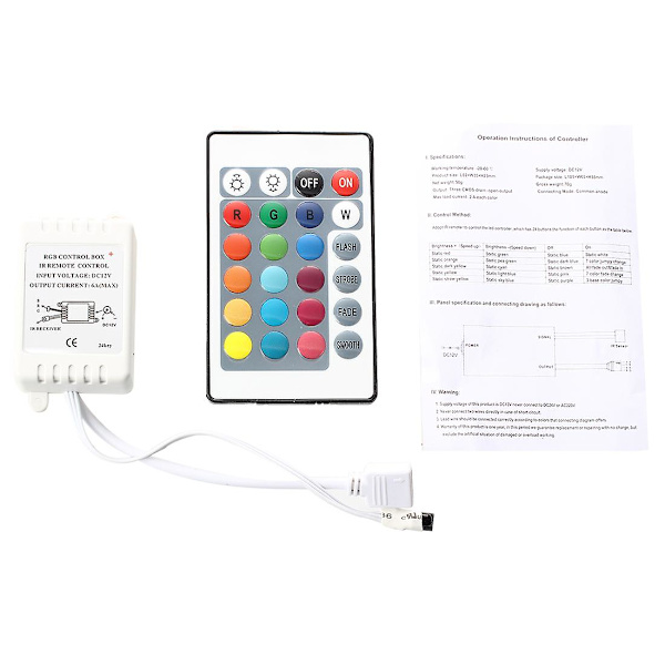 IR-box fjärrkontroll med 24 knappar för RGB LED-ljusremsa