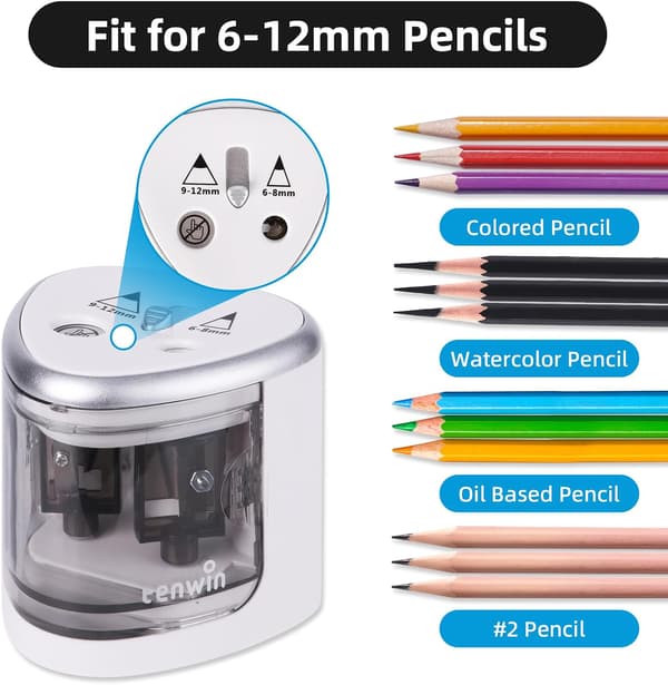 Elektrisk dobbelt hul blyantspidser til 2 og 6-12 mm blyanter[C] grey