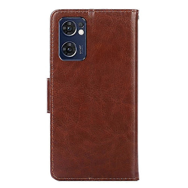 Oppo Find X5 Lite Smartphone Skal Magnetisk Lukning PU Læder Pung Cover Flip Stativ Folio Telefon Etui Brown
