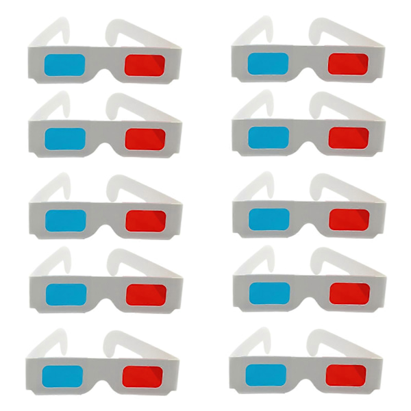 Sinknap 10/50/100 Par 3D-briller Anaglyf Bilder Foldbar Design Rød/Blå Filter Papirbriller Motetilbehør 10 pcs