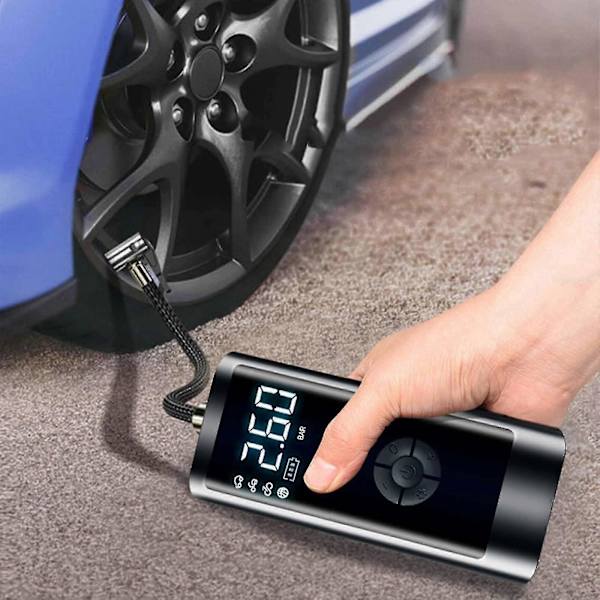 Bærbar Kompressor Dæk Inflator 120 Psi Trådløs Elektrisk Pumpe Til Bil Dæk, 12V Dæk Pumpe Med Digitalt Trykmåler, LED Til Bil, Cykel