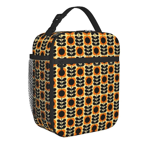 Orla Kiely Termoslunchväska med Flera Stjälkar Blommor Skol Skandinavisk Stil Vattentät Termisk Kylare Bento Box Kvinnor Barn[C] QCBQ-19834 26x21x11cm