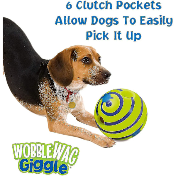 Wobble Wag Giggle Ball, Interaktiv Hundleksak, Roliga Skratt Ljud, 14cm