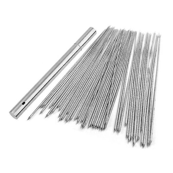 50 Pcs Stainless Steel Bbq Skewer Needle Sticks With Storage Tube