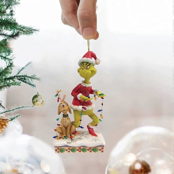 Grinch Juletrærpynt, Grinch Julepynt, Julepynt, Morsomme Grønne Harpikspynt til Hjemmet, Julefester