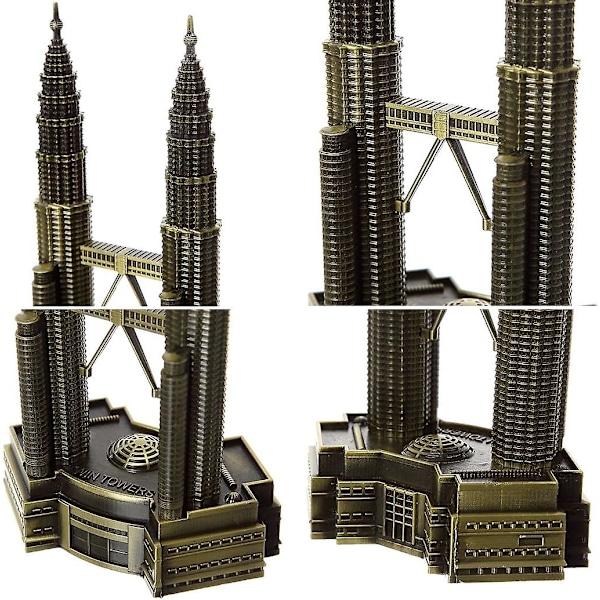 Petronas Twin Towers Statue Hjemmebord Dekoration Lavet Af Ren Kobber Bygningsstatue Skulptur Til Hjemmeindretning (tvillingtårne)