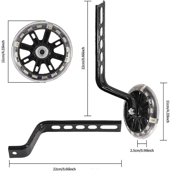 Cykelträninghjul, 1 par cykelträninghjul för barn Svarta cykelstabilisatorer Stöd hjul Pojkar Flickor