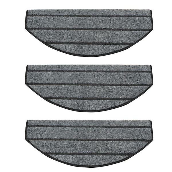 3 stk / 5 stk Trappetrinnmatte Anti-støv Sklisikker Flanell Innendørs Familie Bullnose Teppe for Hjem[C] Grey 3 Pcs