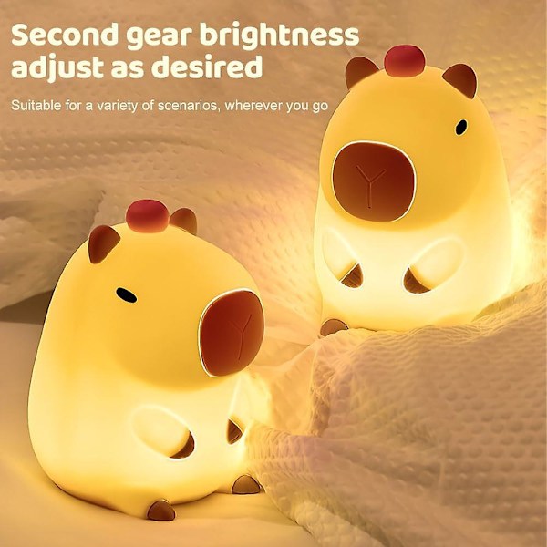 Capybara nattlys for barn, dimbar Capybara nattlys, USB-ladbart Capybara-lampe - Kawaii dyreformet silikonlampe - Gave til barn, gutter