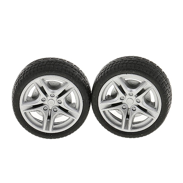 2x2st Gummihjul Däck Bil Lastbilsmodell Leksakshjul för Lastbils-/Bussbyggande (C)