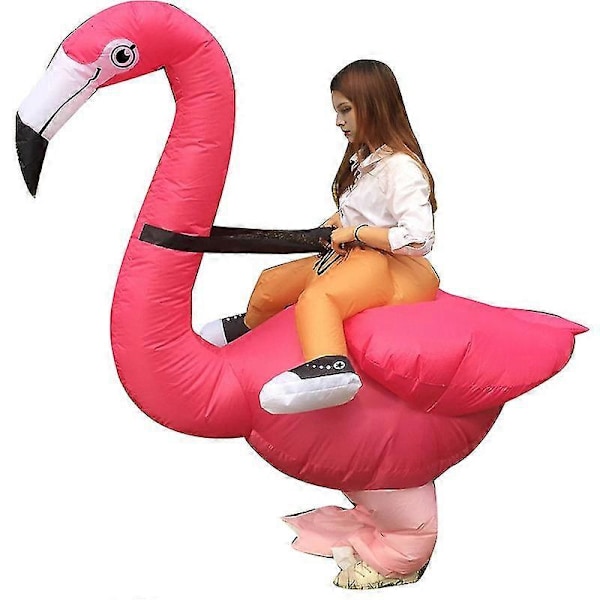 Karneval Flamingo Oppustelig Kostume - Sjov Cosplay Halloween Kostume - Til Voksne Mænd Og Kvinder - Unisex Kjole - Party Oppustelig Kostume