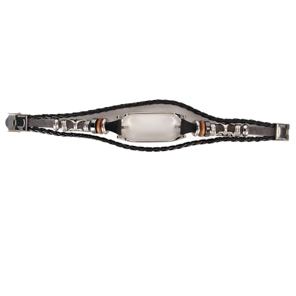 Lærreim for Xiaomi 7 NFC Armbånd Metallspenne Etnisk Stil Retro Smartklokke Erstatningsreim for Mi Band 7 Svart og Sølv[C]
