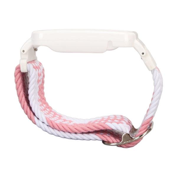 Stretch Nylon Flätat Armband med Skyddande Bumper Case Tillbehör Passar för Mi Band 7 Pro Rosa Vit och Vit Case[C]