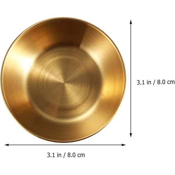 4 stycken runda mini-skålar i rostfritt stål för hushålls kryddor (guld) (4-D-W)[C] Gold 4 pieces