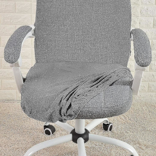 Kontorstol Deksel Vannbestandig Grå Stretch Jacquard Datamaskin Stol Trekk For Armlenestoler M