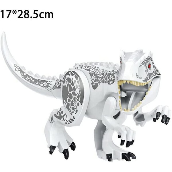 Dinosauriebyggklossleksaker,tyrannosaurus Dinosauriemodulär konstruktionsleksak Jurassic Toy T-rex Raptor Figur Present för barn 3-12 år White