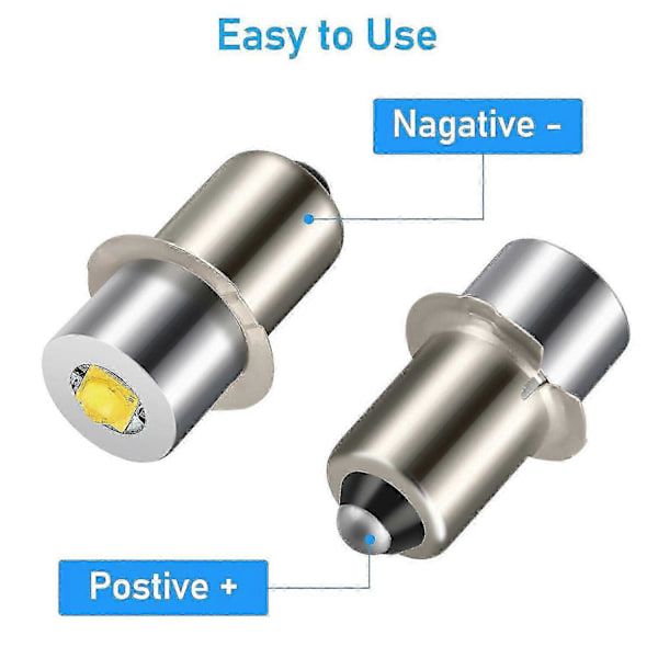 2 STK P13.5S DC6V-24V LED Opgraderingspærer Hvid Maglite Celle Lommelygte 6500K 3W (C)