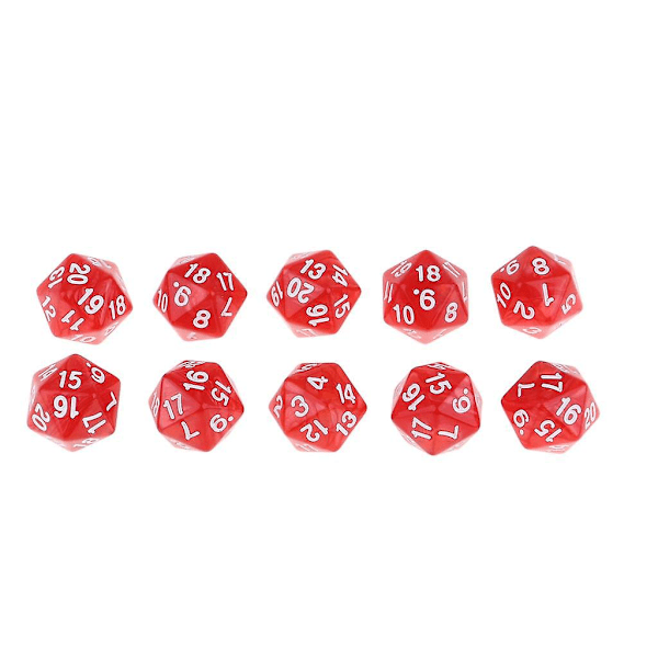 10-pack Tjugosidiga Tärningar D20 Spela D&D RPG Party Games Tärningar Röda (C)