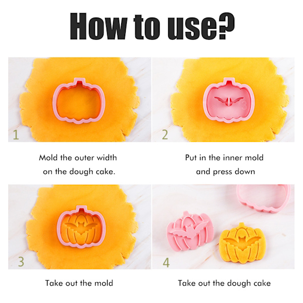 9 st 3D Kakformar Halloween Pumpa Keksform Fondant Bakverk Verktyg Bakformar DIY Handpress Keksstämpel[C]