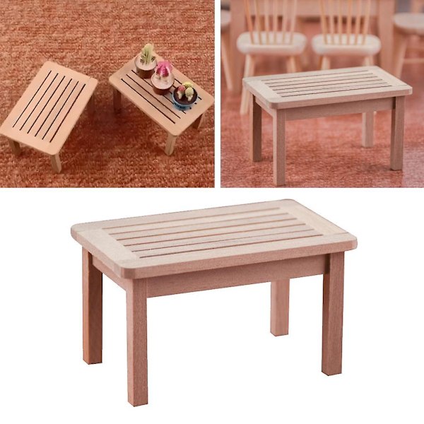4x1:12 Skala Mini Massivt Te Bord Dockhus Miniatyrer Möbler Modell Tillbehör (C)