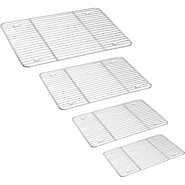 Grillgallerset med 4 stycken, Rostfritt Ståltrådsgaller för Stekning, Bakning, Grillning, Kylning, Rostfritt & Ugnssäkert, Olika Storlekar & Multifunktionellt, Diskmaskinsäker