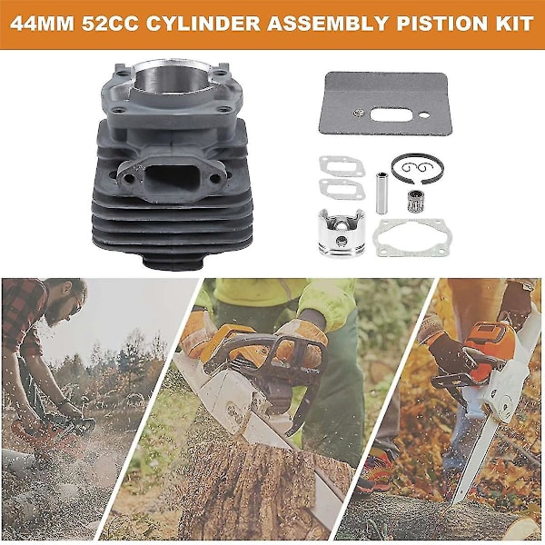 44mm 52cc Cylinder Assy 1e44f-5 44f-5 44-5 Bg520 Cg520 Monteringskit Ring Stift Clip Återuppbyggnad Trimmer P