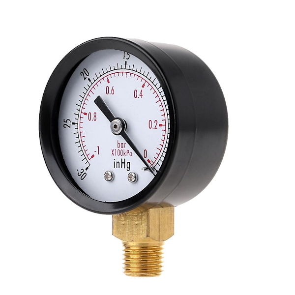 Hållbart Vakuumtrycksmätare 52mm -1/0 Bar -30\" Hg Bottenanslutning Övervakning