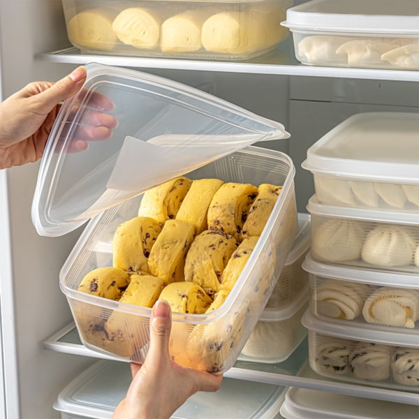 Matförvaringslåda i plast för att hålla maten fräsch i kylskåpet, för bröd, ångade bullar och dumplings.C