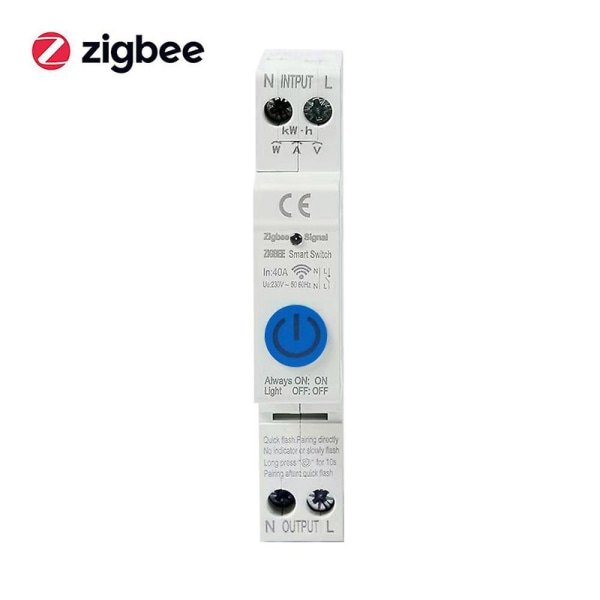 Zigbee Intelligent Circuit Breaker Trådlös mobilapp Fjärrstyra hemautomationsutrustning med röststyrningsfunktion MultiColor 1P 40A