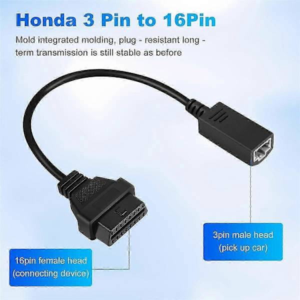 OBD2-kabel for 3-pinners OBD1-adapter OBD2 for 3-pinners til 16-pinners kontakt Kompatibelt diagnoseverktøy (C)
