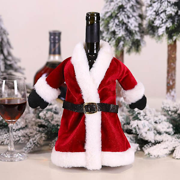 2-pack Julvinflaskeset Sammetsklänning Vinflaskaöverdrag Vinflaska Påse Ärm Jul Nyår Middagsdekor
