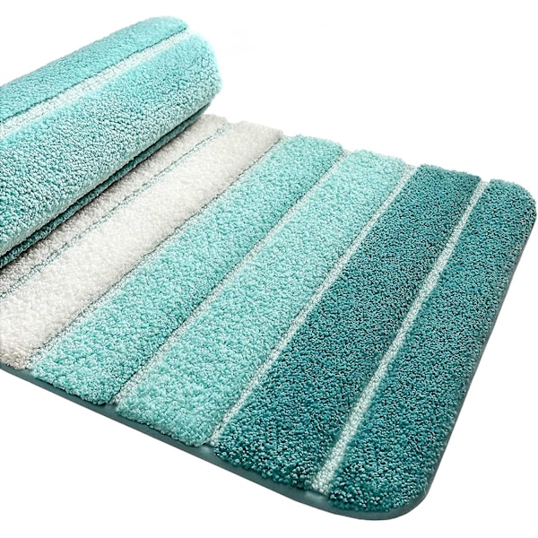 Halksäker Badmatta, Extra Mjuk Badrumsmatta, Maskintvättbar, Vattenabsorberande, 40 X 60 Cm, Turkos