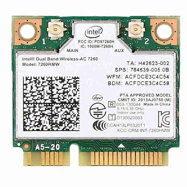 Intel 7260 AC 7260HMW 867 Mbit/s 5G Trådlöst Wifi