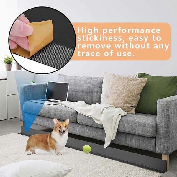 Kæledyrsvenlig Under Sofa Seng Blocker Blød PVC Stærk Vedhæftning Sort